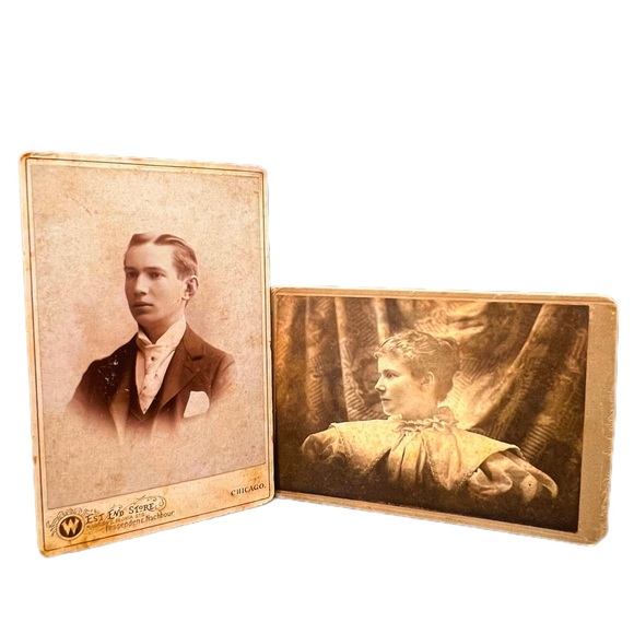 Antique Carte De Visite Photographs X’s 2 Husband And Wife ca. Late 1800’s - Picture 1 of 15